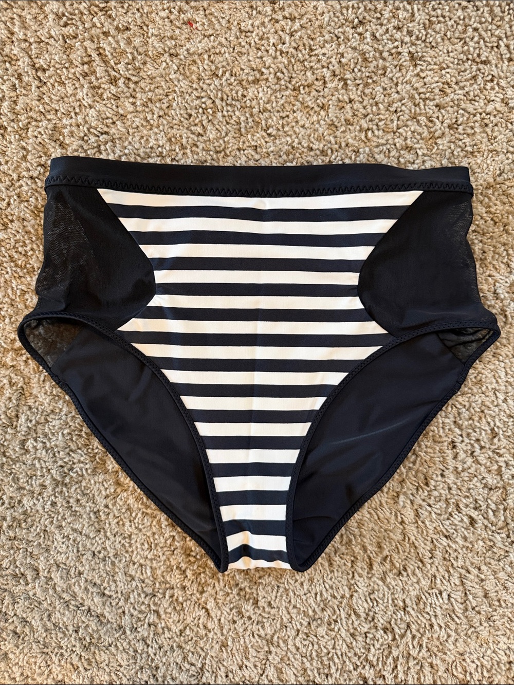 NWOT Salty Swim Reversible High-Waist Black and White Stripe Swim Bottoms